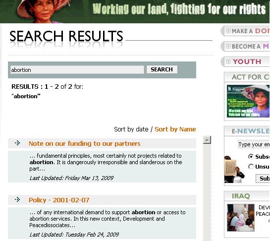 Search results for the word «abortion» on the CCODP web site.