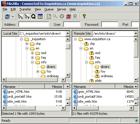 Programme FTP Filezilla