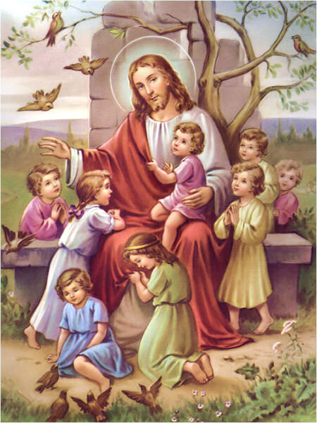 Jésus avec des enfants.