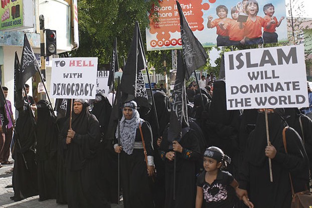 Pro-Sharia demonstration in the Maldives.