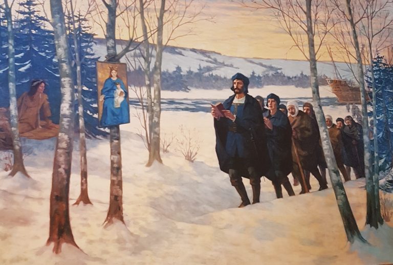 Jacques Cartier et ses matelots moins malades lors du premier pèlerinage au Canada.
