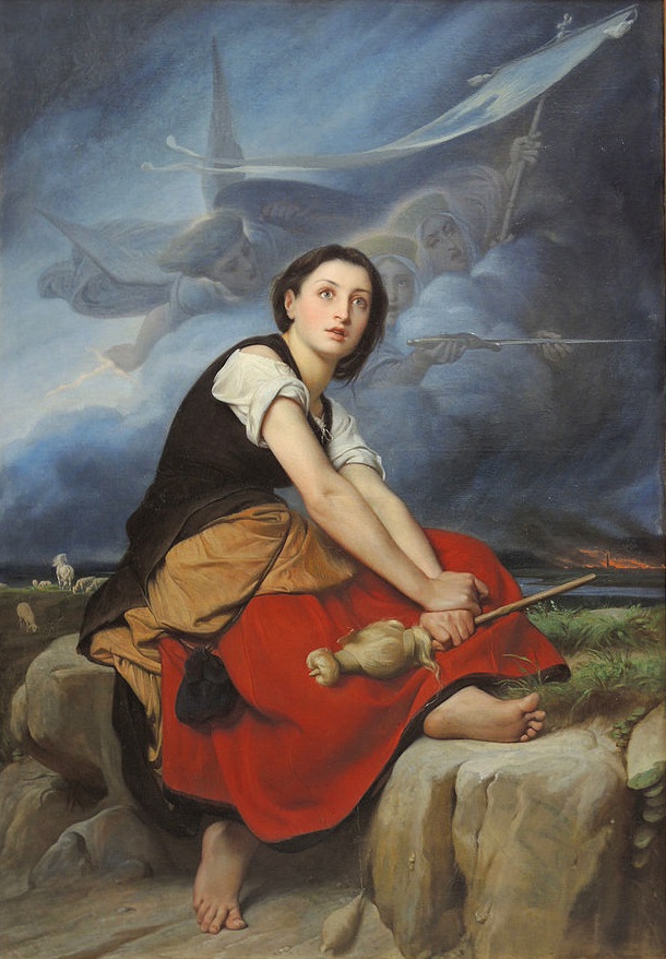 Jeanne d'Arc écoutant ses voix. (Léon-François Bénouville; 1821-1859).