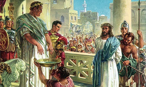 Pontius Pilate washing his hands.