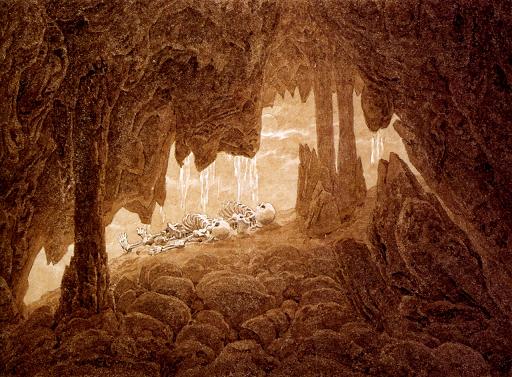 Caspar David Friedrich. Deux squelettes dans une caverne.