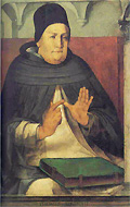 Saint Thomas Aquinas showing off his Philosopher's Glove.