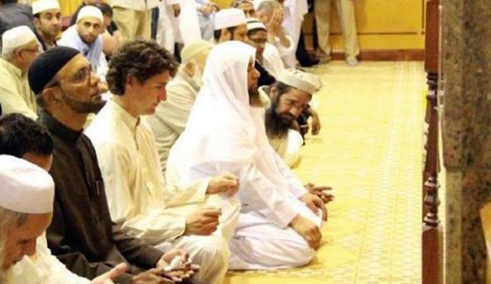 Trudeau Junior in a mosque.