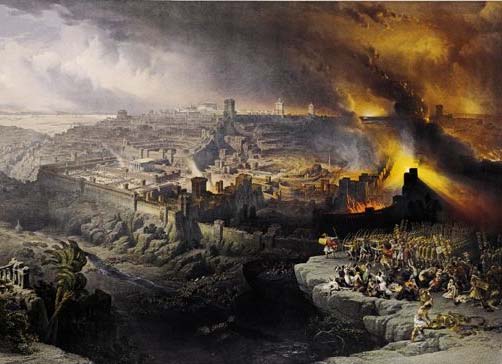 Jerusalem about to be destroyed by the Roman army.