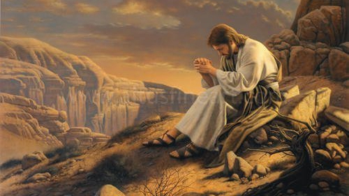 Jésus prie toute la nuit sur une montagne.