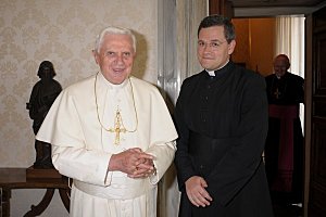 Pope Benedict XVI and Fr. John Berg, Superior General of the FSSP